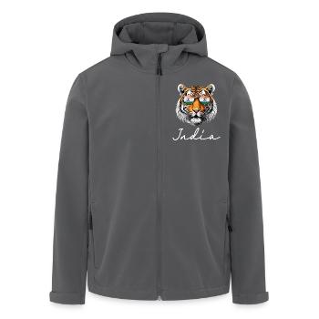Souvenir Tiger Indianerflagge - Recycelte Männer Softshell-Jacke von Stanley/Stella - Anthrazit - Vorne - AI Model Male 185 light (185cm)