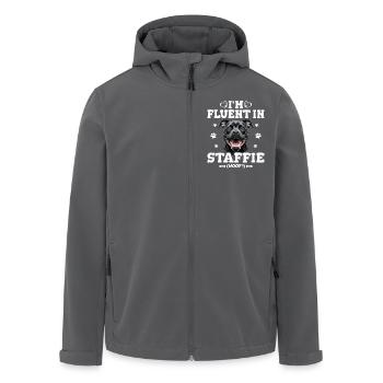 Talking The Staffie Geschenk Humor Hund Staffie - Recycelte Männer Softshell-Jacke von Stanley/Stella - Anthrazit - Vorne - AI Model Male 185 light (185cm)
