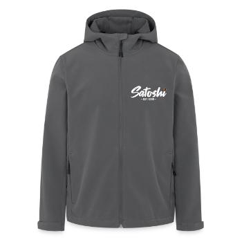 Satoshi est 2009 Bitcoin - Recycelte Männer Softshell-Jacke von Stanley/Stella - Anthrazit - Vorne - AI Model Male 185 light (185cm)