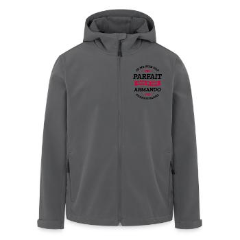 ARMANDO PARFAIT - PRENOM ARMANDO - Veste softshell homme en polyester recyclé Stanley/Stella - charbon - Devant - AI Model Male 185 light (185cm)