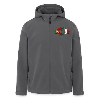 Portugal Italie drapeau mains forme de coeur utilisé - Veste softshell homme en polyester recyclé Stanley/Stella - charbon - Devant - AI Model Male 185 light (185cm)