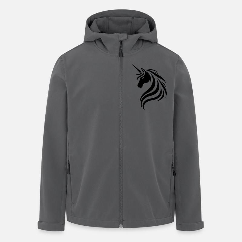 Einhorn-Mystik: Silhouettenkopf-Logo - Recycelte Männer Softshell-Jacke von Stanley/Stella - Anthrazit