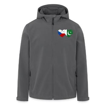 Tschechien Pakistan Flagge Herz used - Recycelte Männer Softshell-Jacke von Stanley/Stella - Anthrazit - Vorne - AI Model Male 185 light (185cm)