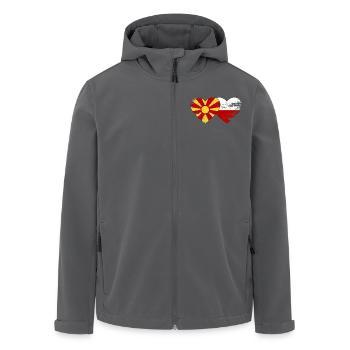 Mazedonien Polen Flagge Herz used - Recycelte Männer Softshell-Jacke von Stanley/Stella - Anthrazit - Vorne - AI Model Male 185 light (185cm)