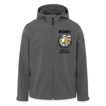 Borki – Friedensstation – Opole mit Klima - Recycelte Männer Softshell-Jacke von Stanley/Stella - Anthrazit - Vorne - AI Model Male 185 light (185cm)