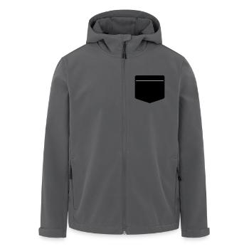 Breast pocket - Men’s Recycled Softshell Jacket by Stanley/Stella - anthracite - Front - AI Model Male 185 light (185cm)