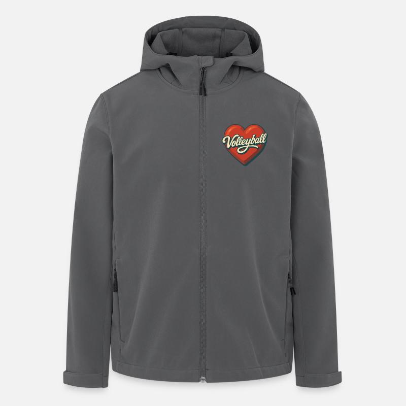 SuperSpike | Volleyball Herz - Recycelte Männer Softshell-Jacke von Stanley/Stella - Anthrazit