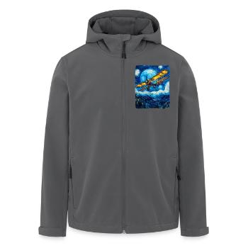 Luftfahrtpilot Vintage Flugzeug - Recycelte Männer Softshell-Jacke von Stanley/Stella - Anthrazit - Vorne - AI Model Male 185 light (185cm)