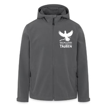 Brieftauben Taubensilhouette lustiger Taubenspruch - Recycelte Männer Softshell-Jacke von Stanley/Stella - Anthrazit - Vorne - AI Model Male 185 light (185cm)