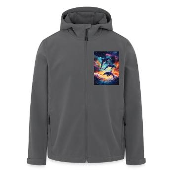 Bunte Delfine Galaxy - Recycelte Männer Softshell-Jacke von Stanley/Stella - Anthrazit - Vorne - AI Model Male 185 light (185cm)