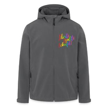 Liberté Egalité Fckafd - Gegen AFD, gegen rechts - Recycelte Männer Softshell-Jacke von Stanley/Stella - Anthrazit - Vorne - AI Model Male 185 light (185cm)