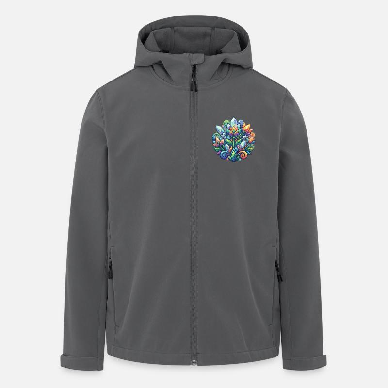 Luminous Crystal Lotus Flower Crystals Pattern - Men’s Recycled Softshell Jacket by Stanley/Stella - anthracite