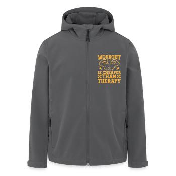 Fitness Motivation Bodybuilder Cheaper Than Therap - Recycelte Männer Softshell-Jacke von Stanley/Stella - Anthrazit - Vorne - AI Model Male 185 light (185cm)