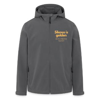 Stille ist Gold, aber ich bevorzuge Silber - Recycelte Männer Softshell-Jacke von Stanley/Stella - Anthrazit - Vorne - AI Model Male 185 light (185cm)