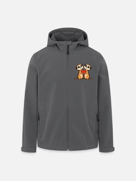 Erdmännchen Paar Valentinstag - Recycelte Männer Softshell-Jacke von Stanley/Stella - Anthrazit