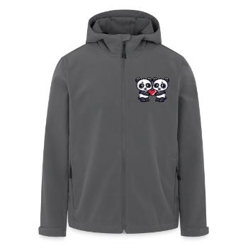 Panda Paar Herz - Recycelte Männer Softshell-Jacke von Stanley/Stella - Anthrazit - Vorne - AI Model Male 185 light (185cm)