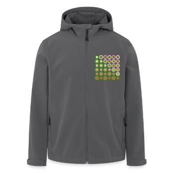 Rosa und Grüne Kreise und Quadrate im Op Art Style - Recycelte Männer Softshell-Jacke von Stanley/Stella - Anthrazit - Vorne - AI Model Male 185 light (185cm)