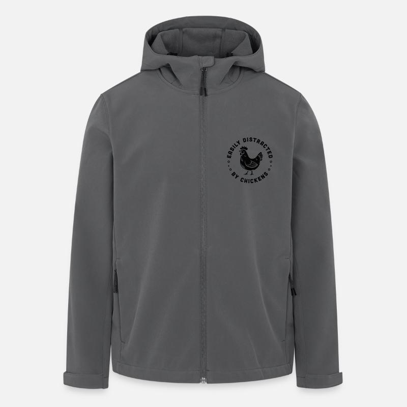 Poule humour éleveur éleveuse poulets ferme drôle - Veste softshell homme en polyester recyclé Stanley/Stella - charbon