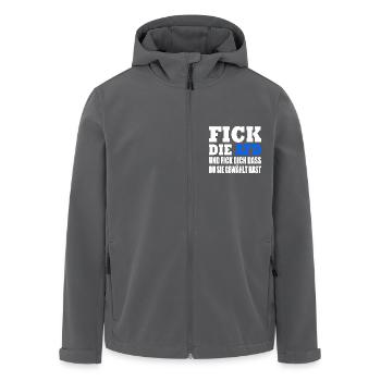 fick die afd und fick dich dass du sie gewählt has - Recycelte Männer Softshell-Jacke von Stanley/Stella - Anthrazit - Vorne - AI Model Male 185 light (185cm)