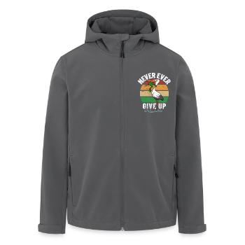 Frosch und Storch - Never give up - Spruch - Recycelte Männer Softshell-Jacke von Stanley/Stella - Anthrazit - Vorne - AI Model Male 185 light (185cm)