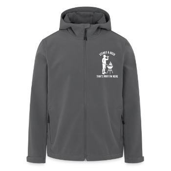 Steaks and beer that's why im here - Geschenk - Recycelte Männer Softshell-Jacke von Stanley/Stella - Anthrazit - Vorne - AI Model Male 185 light (185cm)
