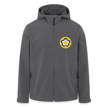 70er Jahre Blume Muster - Recycelte Männer Softshell-Jacke von Stanley/Stella - Anthrazit - Vorne - AI Model Male 185 light (185cm)
