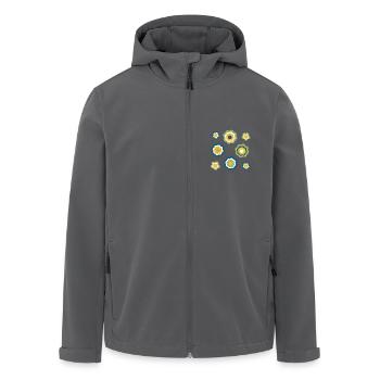 70er Jahre Blume Muster grün - Recycelte Männer Softshell-Jacke von Stanley/Stella - Anthrazit - Vorne - AI Model Male 185 light (185cm)