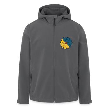 Blume dunkelblau blaue Blume Blumen blau-gelb - Recycelte Männer Softshell-Jacke von Stanley/Stella - Anthrazit - Vorne - AI Model Male 185 light (185cm)