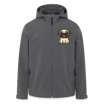 Pug Hund Niedlich - Recycelte Männer Softshell-Jacke von Stanley/Stella - Anthrazit - Vorne - AI Model Male 185 light (185cm)