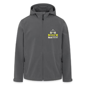 Halb Natty, halb Natürlich Lustiges Fitness-Bodybuilding - Recycelte Männer Softshell-Jacke von Stanley/Stella - Anthrazit - Vorne - AI Model Male 185 light (185cm)