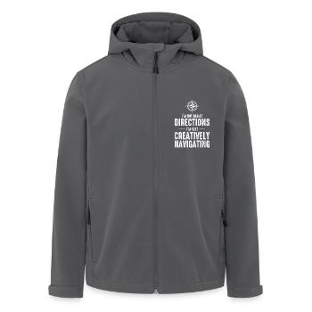 Kreativ navigieren Wegbeschreibungen GIS Humor Kompass - Recycelte Männer Softshell-Jacke von Stanley/Stella - Anthrazit - Vorne - AI Model Male 185 light (185cm)