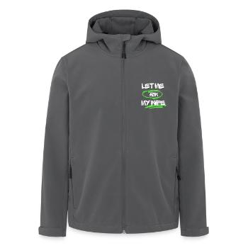 Lass mich meine Frau fragen, lustiger Ehemann-Satz - Recycelte Männer Softshell-Jacke von Stanley/Stella - Anthrazit - Vorne - AI Model Male 185 light (185cm)