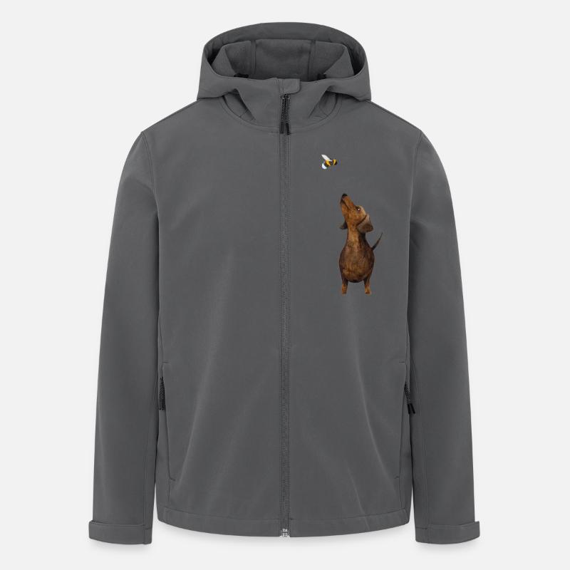 Teckel avec bourdon - le plus doux cadeau de teckel jamais ! - Veste softshell homme en polyester recyclé Stanley/Stella - charbon