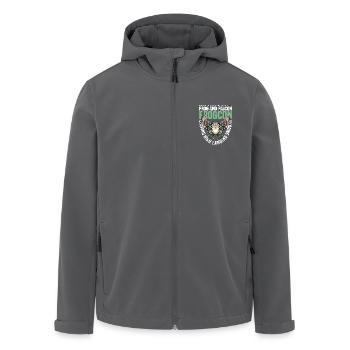 SPRINGENDE HOCHLANDUNG GLATT - FROSCH UND FALKE - Recycelte Männer Softshell-Jacke von Stanley/Stella - Anthrazit - Vorne - AI Model Male 185 light (185cm)