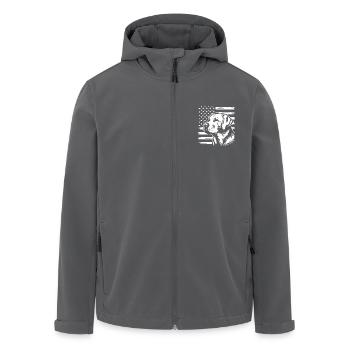 Labrador Retriever Lab mit amerikanischer Flagge - Recycelte Männer Softshell-Jacke von Stanley/Stella - Anthrazit - Vorne - AI Model Male 185 light (185cm)