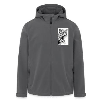Schneeleopard | Leopard | Raubtier - Recycelte Männer Softshell-Jacke von Stanley/Stella - Anthrazit - Vorne - AI Model Male 185 light (185cm)