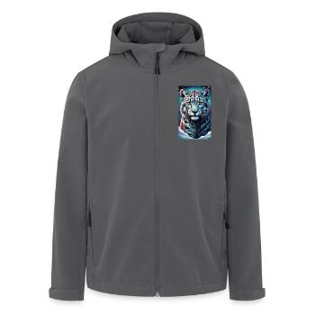 Schneeleopard | Leopard | Raubtier - Recycelte Männer Softshell-Jacke von Stanley/Stella - Anthrazit - Vorne - AI Model Male 185 light (185cm)