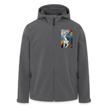 Schneeleopard | Leopard | Raubtier - Recycelte Männer Softshell-Jacke von Stanley/Stella - Anthrazit - Vorne - AI Model Male 185 light (185cm)