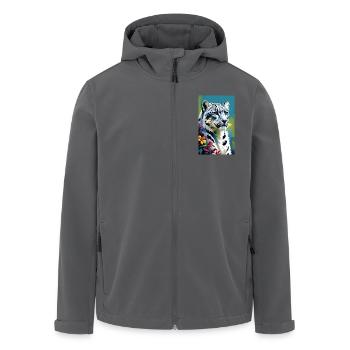 Schneeleopard | Leopard | Raubtier - Recycelte Männer Softshell-Jacke von Stanley/Stella - Anthrazit - Vorne - AI Model Male 185 light (185cm)