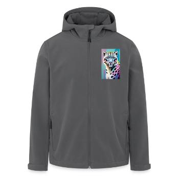 Schneeleopard | Leopard | Raubtier - Recycelte Männer Softshell-Jacke von Stanley/Stella - Anthrazit - Vorne - AI Model Male 185 light (185cm)