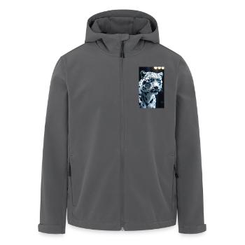 Schneeleopard | Leopard | Raubtier - Recycelte Männer Softshell-Jacke von Stanley/Stella - Anthrazit - Vorne - AI Model Male 185 light (185cm)
