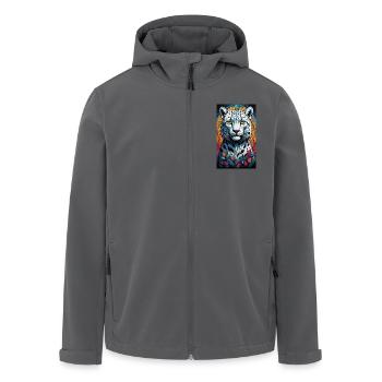 Schneeleopard | Leopard | Raubtier - Recycelte Männer Softshell-Jacke von Stanley/Stella - Anthrazit - Vorne - AI Model Male 185 light (185cm)