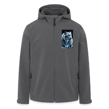 Schneeleopard | Leopard | Raubtier - Recycelte Männer Softshell-Jacke von Stanley/Stella - Anthrazit - Vorne - AI Model Male 185 light (185cm)