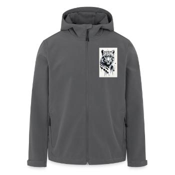 Schneeleopard | Leopard | Raubtier - Recycelte Männer Softshell-Jacke von Stanley/Stella - Anthrazit - Vorne - AI Model Male 185 light (185cm)
