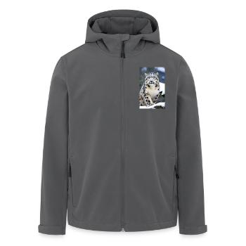 Schneeleopard | Leopard | Raubtier - Recycelte Männer Softshell-Jacke von Stanley/Stella - Anthrazit - Vorne - AI Model Male 185 light (185cm)