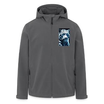 Schneeleopard | Leopard | Raubtier - Recycelte Männer Softshell-Jacke von Stanley/Stella - Anthrazit - Vorne - AI Model Male 185 light (185cm)