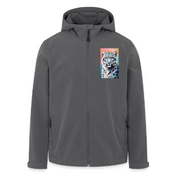 Schneeleopard | Leopard | Raubtier - Recycelte Männer Softshell-Jacke von Stanley/Stella - Anthrazit - Vorne - AI Model Male 185 light (185cm)