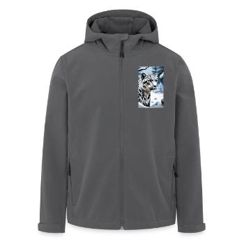 Schneeleopard | Leopard | Raubtier - Recycelte Männer Softshell-Jacke von Stanley/Stella - Anthrazit - Vorne - AI Model Male 185 light (185cm)