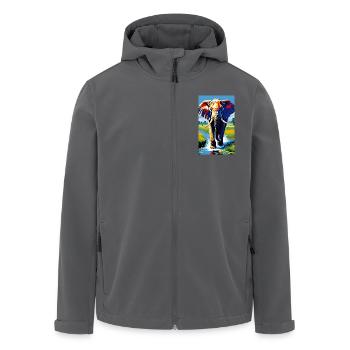 Elefant | Wildtier | Afrika | Kindermotive - Recycelte Männer Softshell-Jacke von Stanley/Stella - Anthrazit - Vorne - AI Model Male 185 light (185cm)