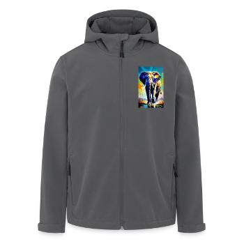 Elefant | Wildtier | Afrika | Kindermotive - Recycelte Männer Softshell-Jacke von Stanley/Stella - Anthrazit - Vorne - AI Model Male 185 light (185cm)